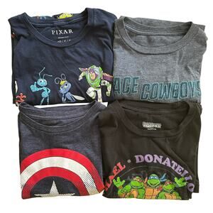 Marvel Pixar TMNT Cartoon Graphic Tee Bundle Mens M Youth XL Lot Kidcore Anime